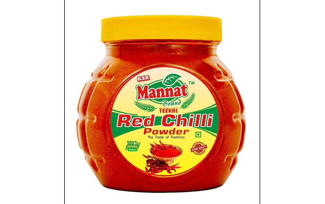 KSR Mannat Brand Teekhi Red Chilli Powder    Plastic Jar  235 grams